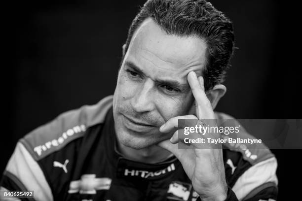 Team Penske driver Helio Castroneves is photographed for Sports Illustrated on August 19, 2017 at Pocono Raceway, Verizon IndyCar Series, at Long...