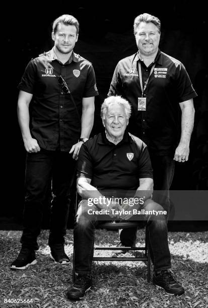 Andretti Autosport Team Marco Andretti, Mario Andretti and Michael Andretti are photographed for Sports Illustrated on August 20, 2017 at Pocono...