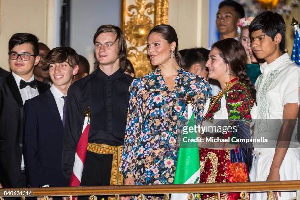 Crown Princess Victoria of Sweden attends a ceremony for the Stockholm Junior Water Prize at Grand Hotel on August 29, 2017 in Stockholm, Sweden.