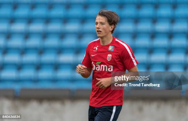 Sander Berge of Norway during the FIFA 2018 World Cup Qualifier training between Norway and Aserbajdsjan at Ullevaal Stadion on August 29, 2017 in...
