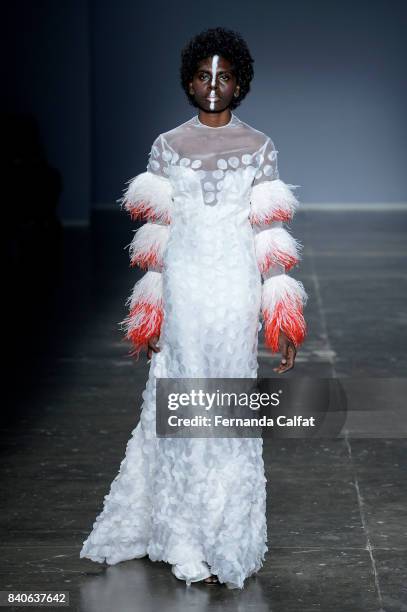 Vanessa Moe Runway at SPFW N44 Winter 2018 at Ibirapuera's Bienal Pavilion on August 29, 2017 in Sao Paulo, Brazil.