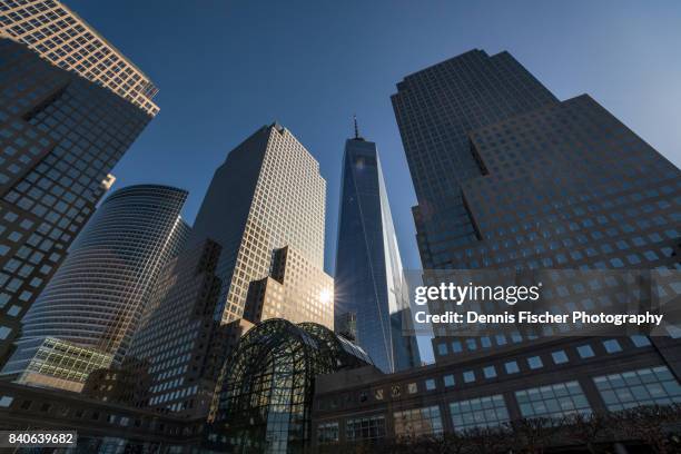 freedom tower and brookfield place in downtown manhattan - brookfield place stock pictures, royalty-free photos & images