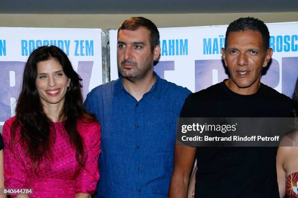 Maiwenn Le Besco, Teddy Lussi-Modeste and Roschdy Zem attend the "Le Prix Du Success" Paris Premiere at UGC Les Halles on August 29, 2017 in Paris,...