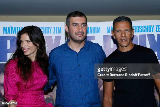 Maiwenn Le Besco, Teddy Lussi-Modeste and Roschdy Zem attend the "Le Prix Du Success" Paris Premiere at UGC Les Halles on August 29, 2017 in Paris,...