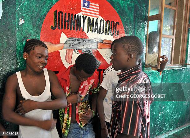 Eric Stone "Chicken Egg" , Prince Kortie "War Bus" and Prince Doblah "Durst to Durst," actors of the French movie 'Johnny Mad Dog' pose at the Johnny...