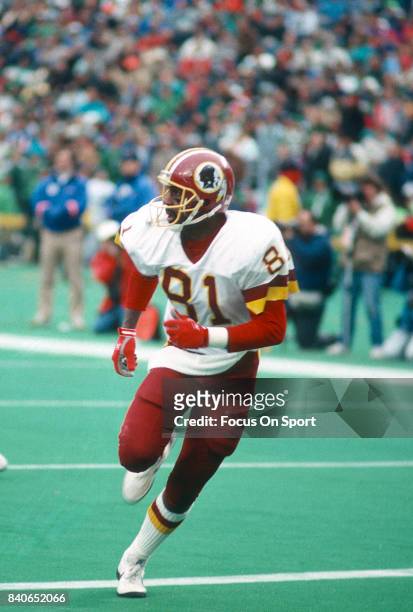 Wide Receiver Art Monk of the Washington Redskins in action against the Philadelphia Eagles during an NFL game December 22, 1991 at Veterans Stadium...