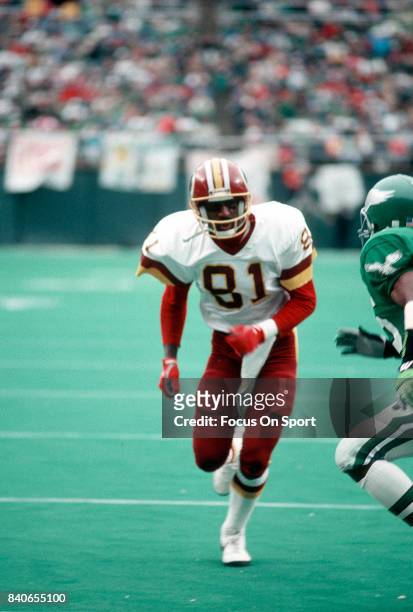 Wide Receiver Art Monk of the Washington Redskins in action against the Philadelphia Eagles during an NFL game December 22, 1991 at Veterans Stadium...