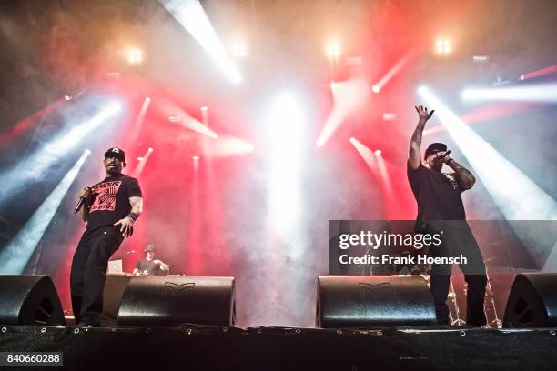 Rapper Sen Dog and B-Real of the American band Cypress Hill perform live on stage during a concert at the Zitadelle Spandau on August 29, 2017 in...