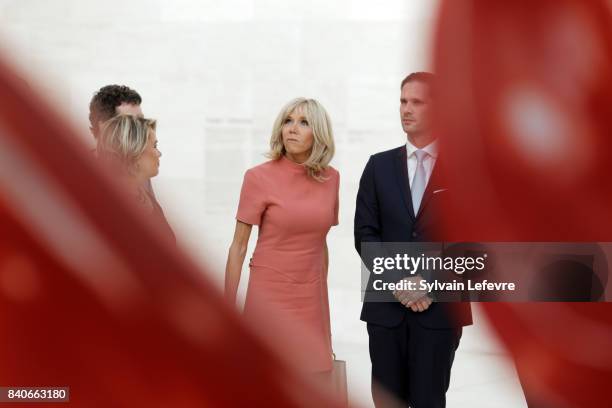 Grand Duchess Maria Teresa of Luxembourg, Brigitte Macron-Trogneux, France's first lady and Luxembourg Prime Minister's husband Gauthier Destenay...