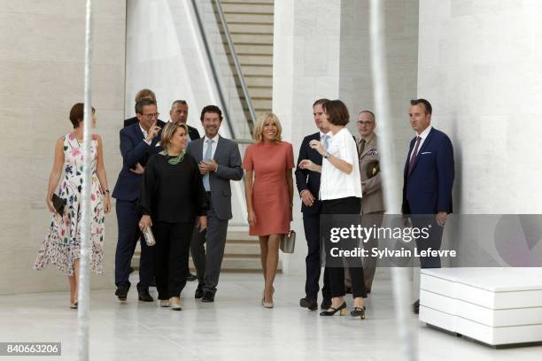 Grand Duchess Maria Teresa of Luxembourg, Brigitte Macron-Trogneux, France's first lady and Luxembourg Prime Minister's husband Gauthier Destenay...