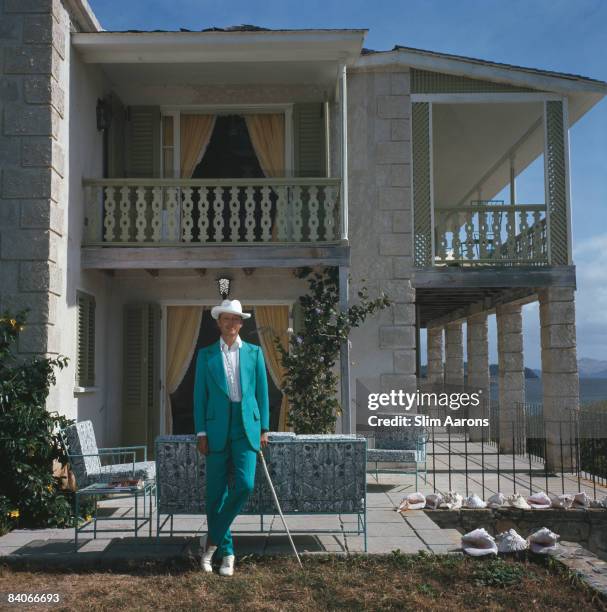 Colin Tennant, 3rd Baron Glenconner, on the island of Mustique, which he owns privately, March 1973.