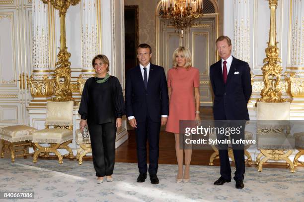 Grand Duchess Maria Teresa of Luxembourg, France's President Emmanuel Macron, Brigitte Macron-Trogneux, France's first lady, Grand Duke Henri of...