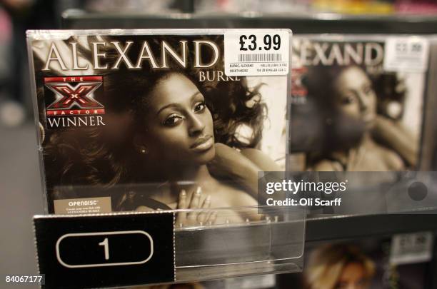 Copies of the new Alexandra Burke CD single "Hallelujah" occupy the singles chart number 1 spot in the HMV music store on Oxford Street on December...