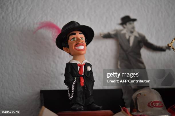 View of a toy figure of Mexican actor known as "Tin Tan" and who was a 'Pachuco', at the house of a Pachuco in Tepito neighborhood in Mexico City on...