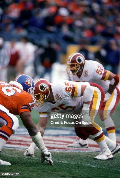 Dave Butz of the Washington Redskins in action against the Denver Broncos during an NFL football game December 13, 1986 at Mile High Stadium in...