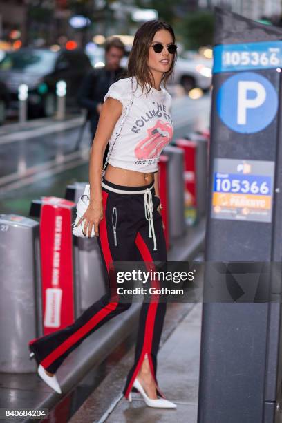 Model Alessandra Ambrosio is seen going to fittings for the 2017 Victoria's Secret Fashion Show in Midtown on August 29, 2017 in New York City.