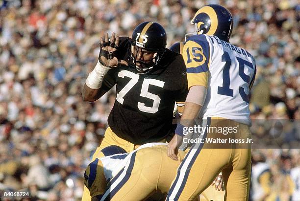 Super Bowl XIV: Pittsburgh Steelers Mean Joe Greene in action vs Los Angeles Rams. Pasadena, CA 1/20/1980 CREDIT: Walter Iooss Jr.