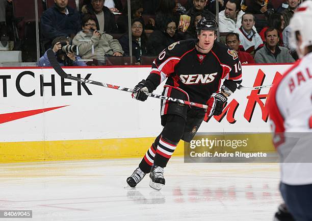 Shean Donovan of the Ottawa Senators skates against the Florida Panthers at Scotiabank Place on December 8, 2008 in Ottawa, Ontario, Canada.