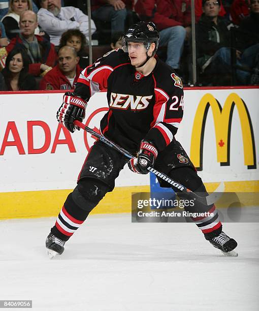 Anton Volchenkov of the Ottawa Senators skates against the Florida Panthers at Scotiabank Place on December 8, 2008 in Ottawa, Ontario, Canada.