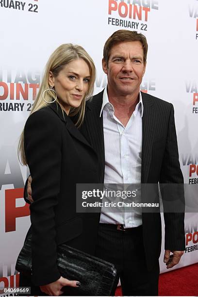 Kimberly Buffington and Dennis Quaid at the Columbia Pictures World Premiere of 'Vantage Point' on February 20, 2008 at the AMC Lincoln Square in New...