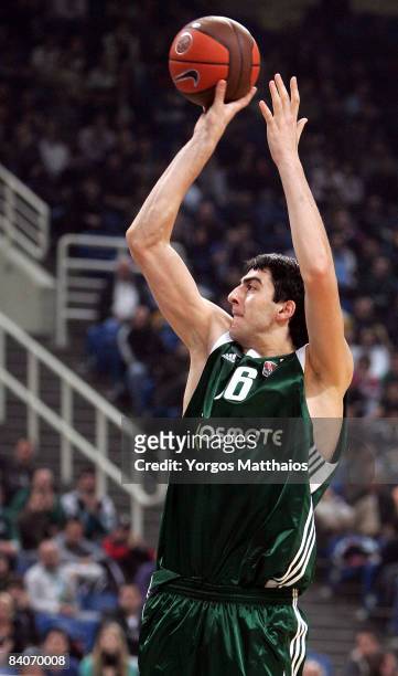 Giorgi Shermadini, #16 of Panathinaikos in action during the Euroleague Basketball Game 8 match between Panathinaikos Athens and Sluc Nancy Basket on...