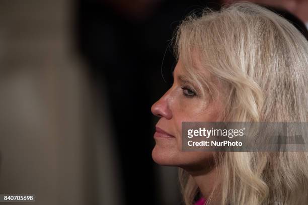 Senior White House counselor Kellyanne Conway, was present for the joint press conference of President Donald Trump and President Sauli Niinistö of...