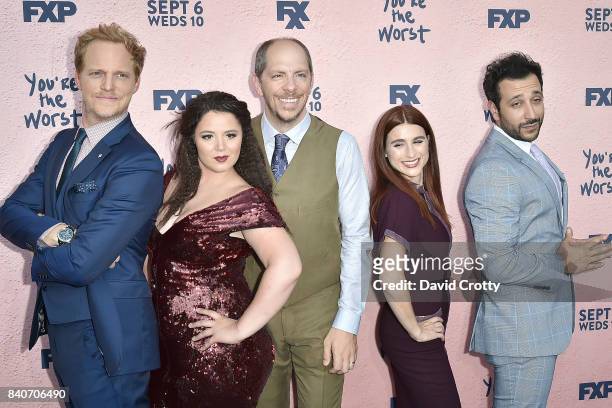 Chris Geere, Kether Donohue, Aya Cash and Desmin Borges attend the Premiere Of FXX's "You're The Worst" Season 4 - Arrivals at Museum of Ice Cream LA...