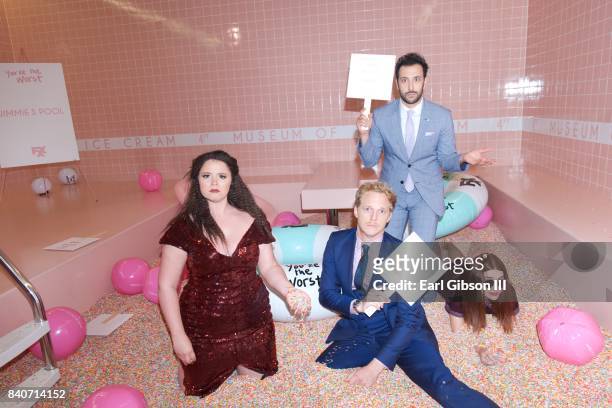 Actors Kether Donohue, Chris Geere, Desmin Borges and Aya Cash attend the Premiere Of FXX's "You're The Worst" Season 4-After Party on August 29,...