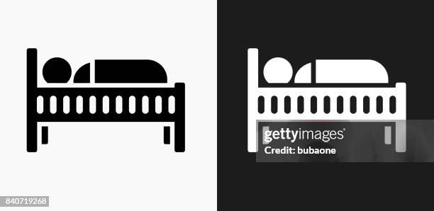 sleeping child icon on black and white vector backgrounds - black child sleeping stock illustrations