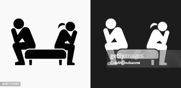 relationship problems icon on black and white vector backgrounds - split up icon stock illustrations