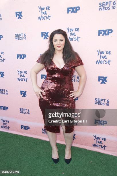 Actress Kether Donohue attends the premiere of FXX's "You're The Worst" Season 4 at Museum of Ice Cream LA on August 29, 2017 in Los Angeles,...