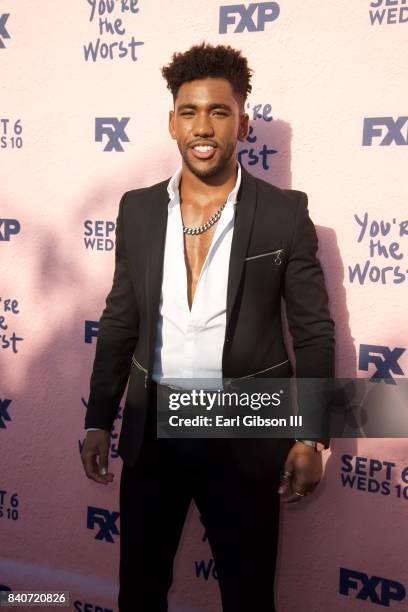 Actor Brandon Mychal Smith attends the premiere of FXX's "You're The Worst" Season 4 at Museum of Ice Cream LA on August 29, 2017 in Los Angeles,...