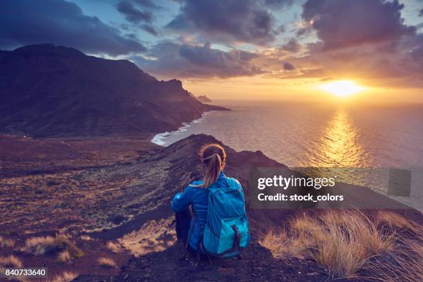 silence on top of the mountains - hiking canary islands stock pictures, royalty-free photos & images