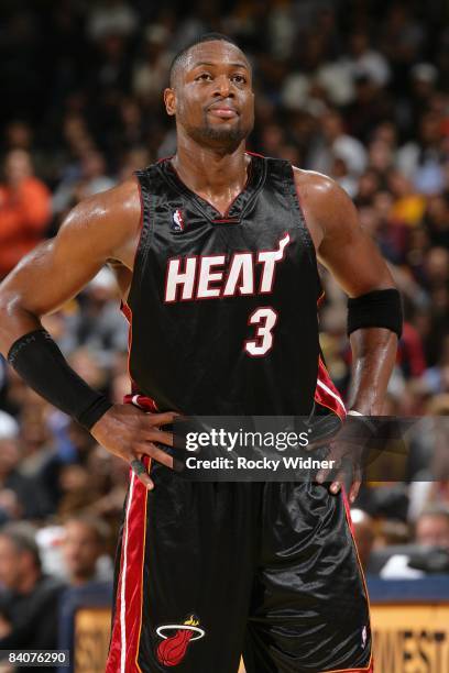 Dwyane Wade of the Miami Heat stands on the court during the game against the Golden State Warriors on December 1, 2008 at Oracle Arena in Oakland,...
