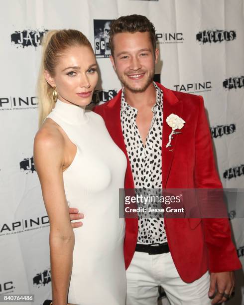Actors Alyssa Julya Smith and Nick Roux attend the Los Angeles Premiere of "Jackals" on August 29, 2017 in Hollywood, California.
