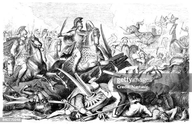 battle of gaugamela (october 1st, 331 bc) - persian culture stock illustrations