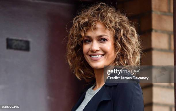 Jennifer Lopez seen on location for 'Shades of Blue' in Manhattan on August 29, 2017 in New York City.