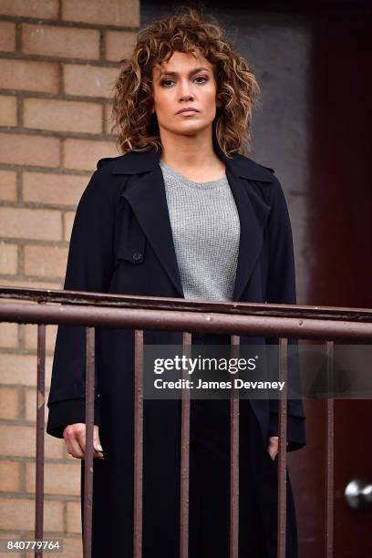 Jennifer Lopez seen on location for 'Shades of Blue' in Manhattan on August 29, 2017 in New York City.