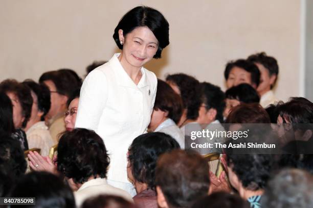 Priness Kiko of Akishino leaves after addressing during the Japan Anti-Tuberculosis Women's Association meeting on August 29, 2017 in Tokyo, Japan.