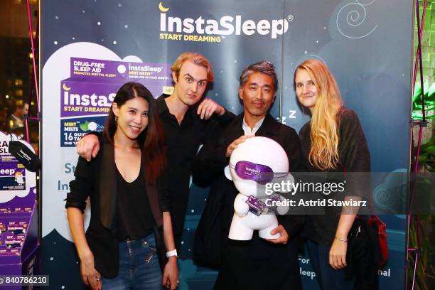 Sophia Png, guest, Chama and and Susan Schell attend the InstaSleep mint melts APM model agency summer soiree at Lovage on August 29, 2017 in New...