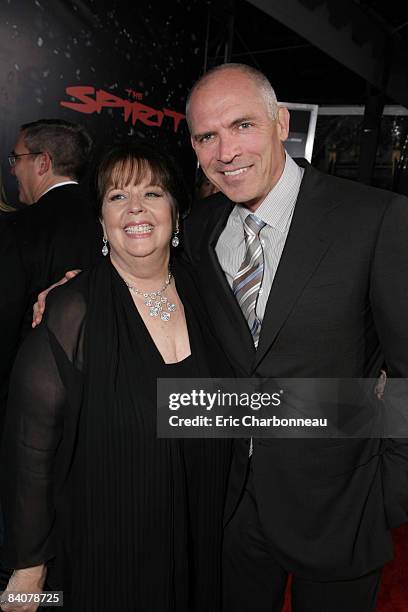 Producer Deborah Del Prete and Lionsgate's Joe Drake at Lionsgate Premiere of 'The Spirit' on December 17, 2008 at Grauman's Chinese Theatre in...