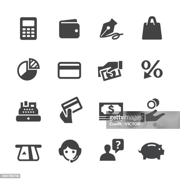 illustrazioni stock, clip art, cartoni animati e icone di tendenza di icone delle carte bancarie - serie acme - sportello bancomat