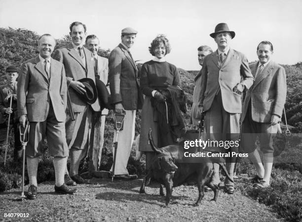 British Prime Minister Harold Macmillan with the 11th Duke of Devonshire's hunting party in Barden Moor, North Yorkshire, 20th August 1960. Macmillan...
