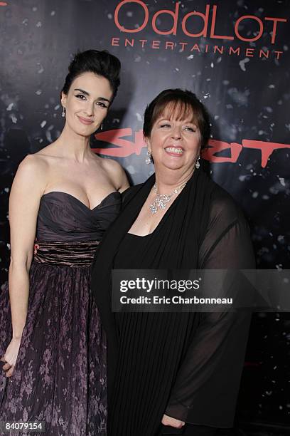 Paz Vega and Producer Deborah Del Prete at Lionsgate Premiere of 'The Spirit' on December 17, 2008 at Grauman's Chinese Theatre in Hollywood,...
