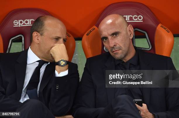 General Manager of AS Roma Mauro Baldissoni and AS Roma Sport Director Ramon Rodriguez Verdejo commonly known as Monchi prior the Serie A match...