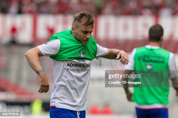 Alexandru Maxim of Mainz looks on during the Bundesliga match between VfB Stuttgart and 1.FSV Mainz 05 at Mercedes-Benz Arena on August 26, 2017 in...