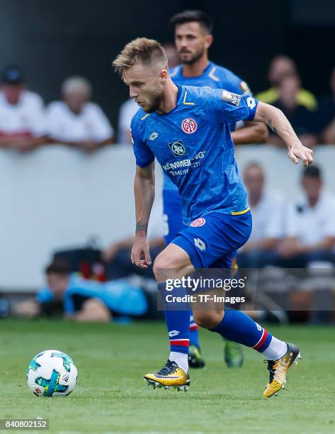 Alexandru Maxim of Mainz controls the ball during the Bundesliga match between VfB Stuttgart and 1.FSV Mainz 05 at Mercedes-Benz Arena on August 26,...