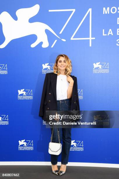 Premio Venezia Opera Prima 'Luigi De Laurentiis' jury member Greta Scarano attends the Jury photocall during the 74th Venice Film Festival on August...