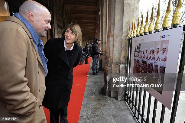 French Culture minister Christine Albanel and chairman and chief executive of the international news agency Agence France-Presse Pierre Louette look...