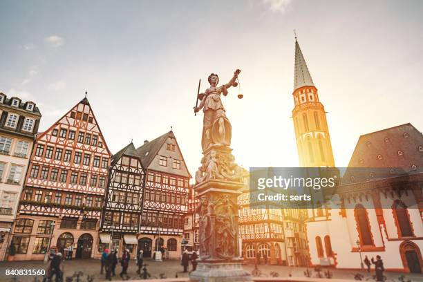 römerberg old town square in frankfurt, germany - munich stock pictures, royalty-free photos & images